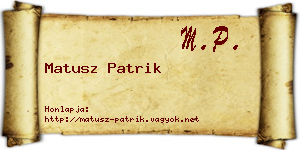 Matusz Patrik névjegykártya